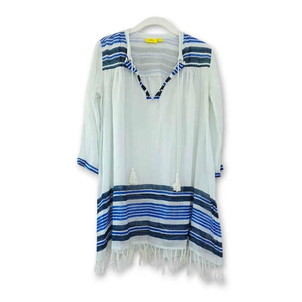 Roller Rabbit Tunic Top Coverup 100% Cotton Blue